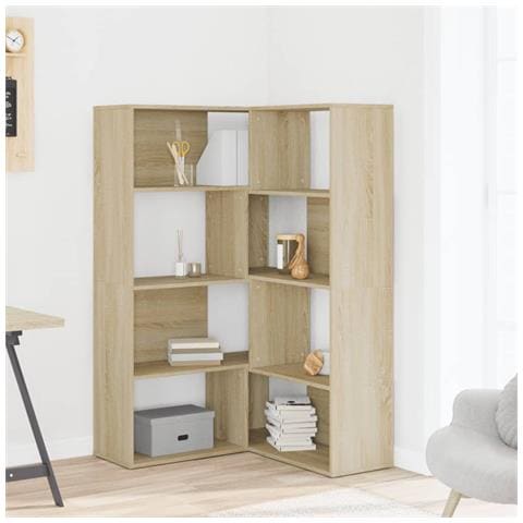 Libreria Angolare 4ripiani Rovere Sonoma 85x85x140cm Truciolato - Foto 3