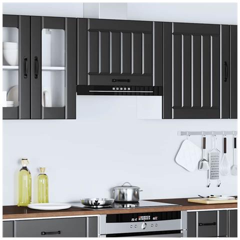 Pensile Da Cucina Lucca Nero In Legno Multistrato - Foto 3