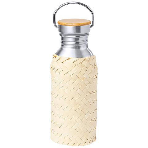 Flacone Da 600 Ml. Alluminio Con Copertura In Paglia 7,2x7,2x21,3 Cm. Color Argento - Foto 1