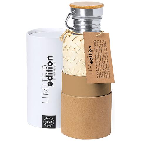 Flacone Da 600 Ml. Alluminio Con Copertura In Paglia 7,2x7,2x21,3 Cm. Color Argento - Foto 5