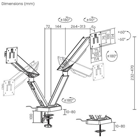 DT38TSRRGB-349 Supporti a parete per TV 96,5 cm (38") Scrivania Nero, Bianco - Foto 2