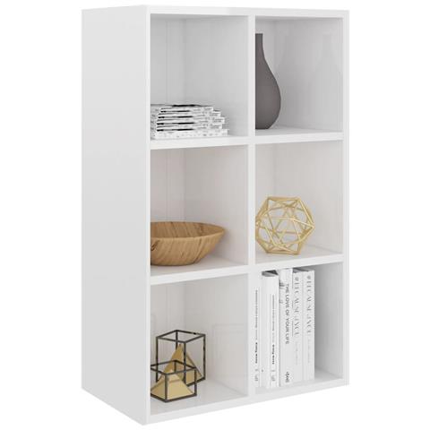 Libreria /credenza Bianco Lucido 66x30x98 Cm Legno Multistrato - Foto 2
