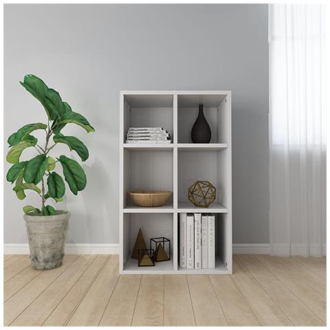 Libreria /credenza Bianco Lucido 66x30x98 Cm Legno Multistrato - Foto 8