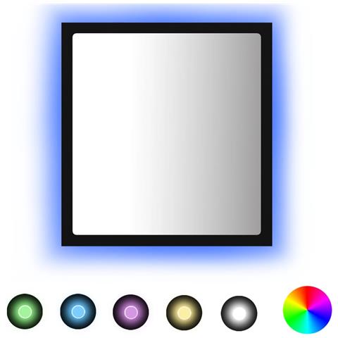 Specchio Da Bagno A Led Nero 40x8,5x37 Cm In Acrilico - Foto 1