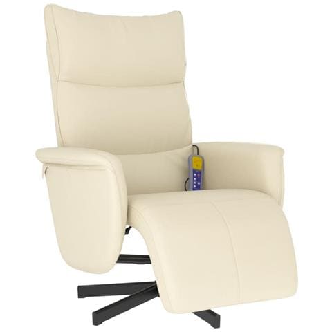 Poltrona Reclinabile Massaggio con Poggiapiedi Crema Similpelle - Foto 1