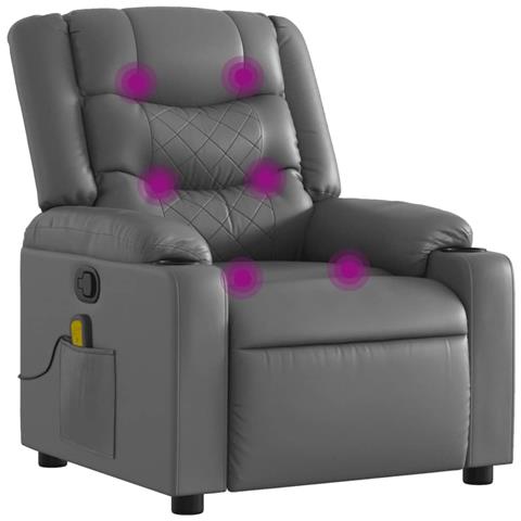 Poltrona Massaggiante Reclinabile Grigia in Similpelle - Foto 1