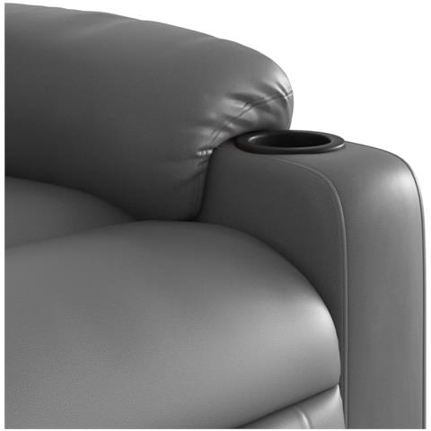 Poltrona Massaggiante Reclinabile Grigia in Similpelle - Foto 9