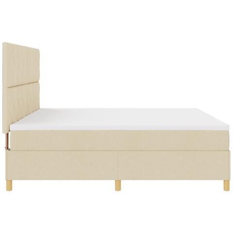 Letto con Rete e Materasso Panna 200x200 cm Tessuto - Foto 9
