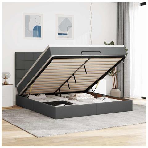 Struttura Letto Pouf con Materasso 160x200 cm in Tessuto - Foto 2