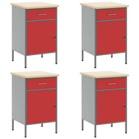 Set da lavoro di 10 pezzi con armadi e tavolo, ganci rossi in MDF e metallo - Foto 7