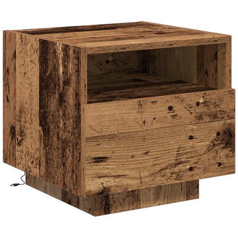Comodino  con luci LED in legno vecchio 40x39x37 cm - Foto 1