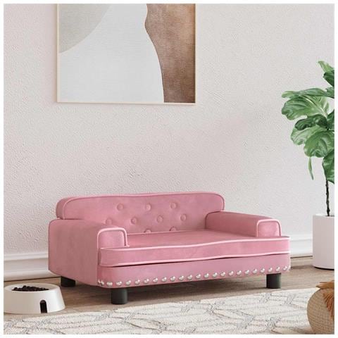 Lettino per Cani Rosa 70x45x30 cm in Velluto - Foto 2