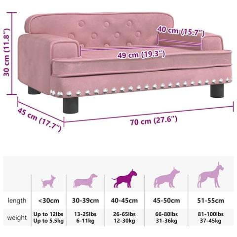 Lettino per Cani Rosa 70x45x30 cm in Velluto - Foto 7