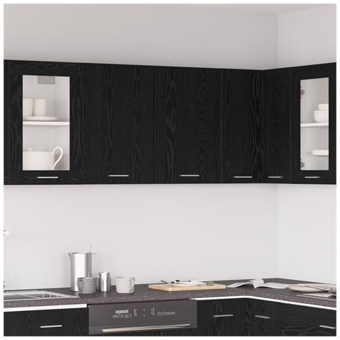 Cabinet Appeso in Rovere Nero - 80x31x60 cm - Realizzato in Legno Ingegnerizzato - Foto 2