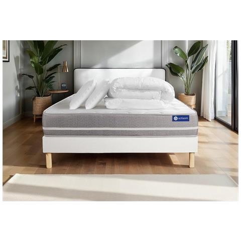 Pacchetto Letto Completo - Materasso 140x190cm + Box Spring Con Doghe (kit) + 2 Cuscini + Piumino - Actiflex Touch - Foto 1