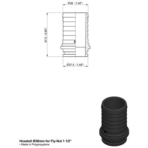 Raccordo Portagomma Dritto Arag Per Girello Diametro 38mm Lunghezza 68mm Confezione Da 5 Pezzi - Foto 2