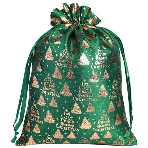Sacchetti Natalizi In Cotone Con Coulisse 30x40cm (confezione Da 2) - Sacchetti Regalo Festivi Stampati In Oro - Foto 1