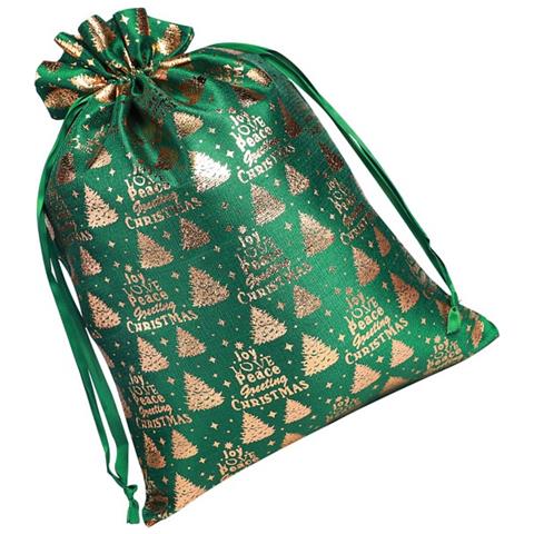 Sacchetti Natalizi In Cotone Con Coulisse 30x40cm (confezione Da 2) - Sacchetti Regalo Festivi Stampati In Oro - Foto 2