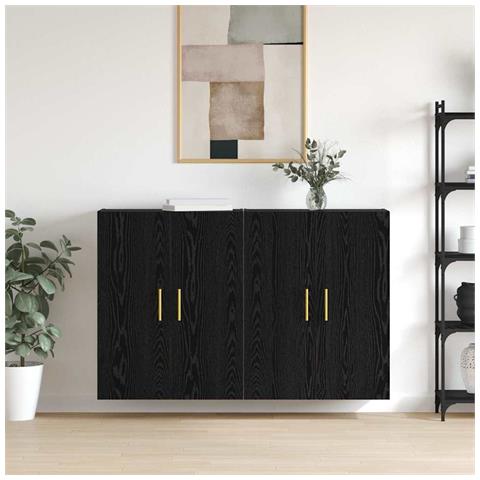 Armadi da Muro 2 pcs Rovere nero 69.5 x 34 x 90 cm - Foto 2