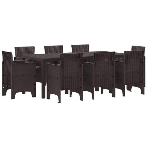 Set da Pranzo per Giardino 9 pcs Marrone Rattan Polt - Foto 1