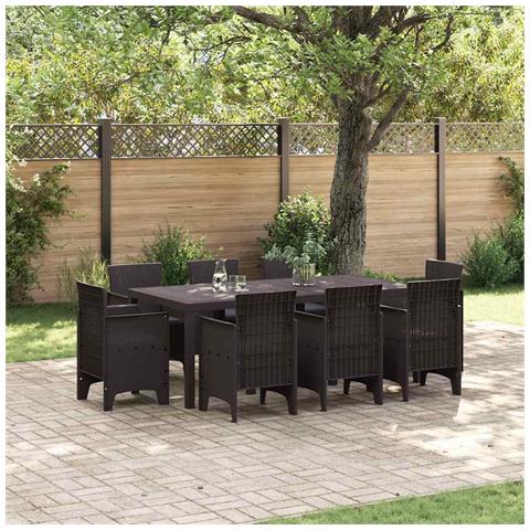 Set da Pranzo per Giardino 9 pcs Marrone Rattan Polt - Foto 2