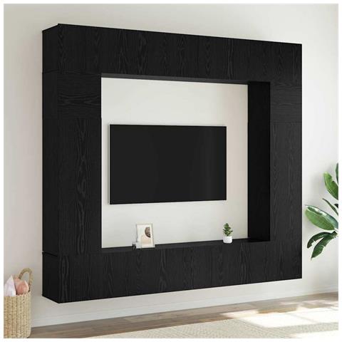 Set mobile TV 8 pcs Rovere nero 100 x 30 x 30 cm - Foto 2