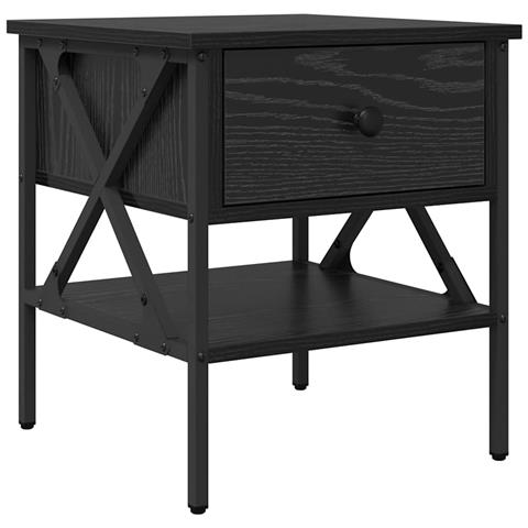 Comodino con cassetto Rovere nero 40 x 42 x 45 cm - Foto 1