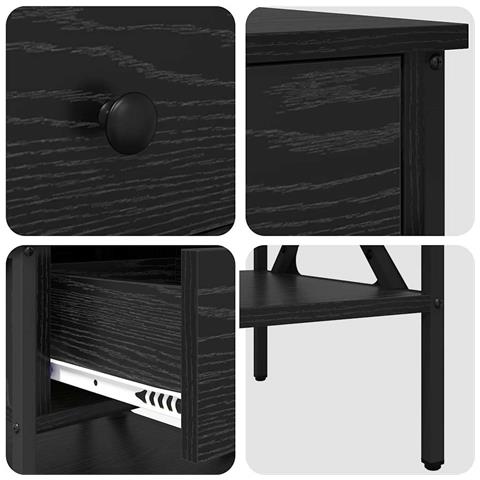 Comodino con cassetto Rovere nero 40 x 42 x 45 cm - Foto 9