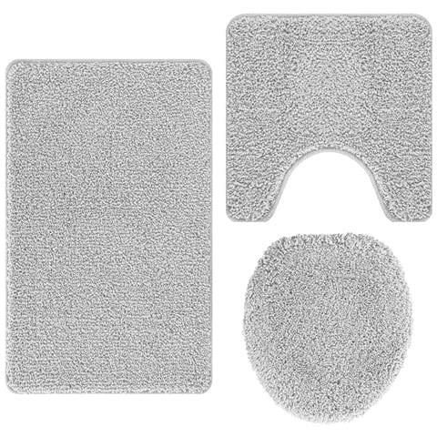 Tappeto da bagno 3 pcs Grigio 50 x 50 cm Polipropilene - Foto 1