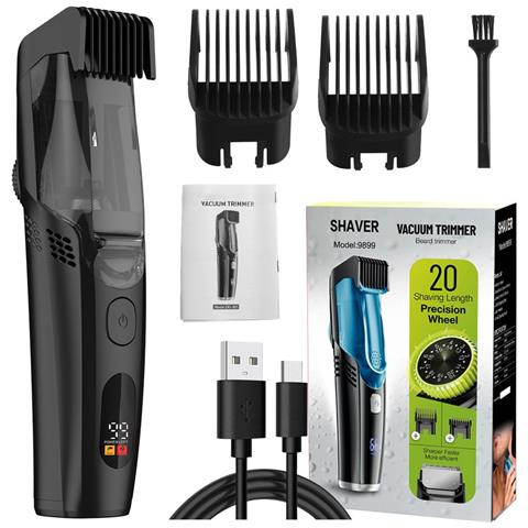 Tagliacapelli Aspirante Con Display Lcd, Regolabile E Ricaricabile Black - Foto 1