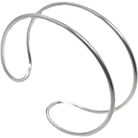 Bracciale Doppio Cerchio In Ottone Argentato 10µ Regolabile Multiposizione - Foto 1