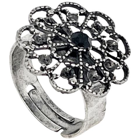 Anello Aperto Con Doppio Cristallo, Fede Nuziale In Ottone Placcato Oro, Cristallo, Ametista - Foto 1