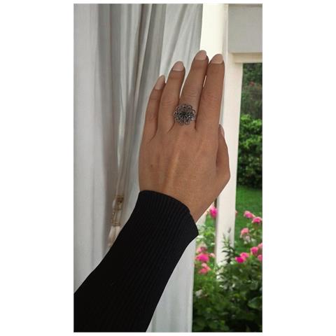 Anello Aperto Con Doppio Cristallo, Fede Nuziale In Ottone Placcato Oro, Cristallo, Ametista - Foto 6