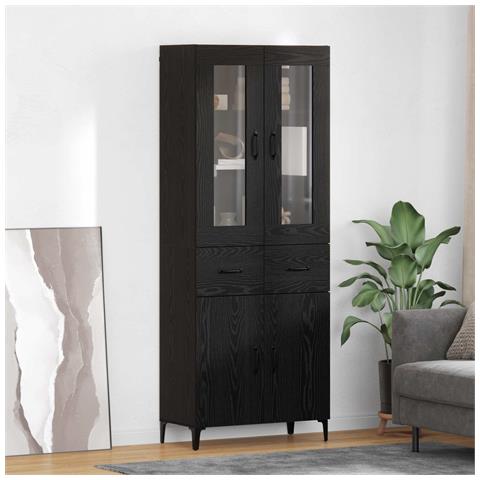 Credenza Rovere Nero 69,5 x 34 x 180 cm Legno multistrato - Foto 2