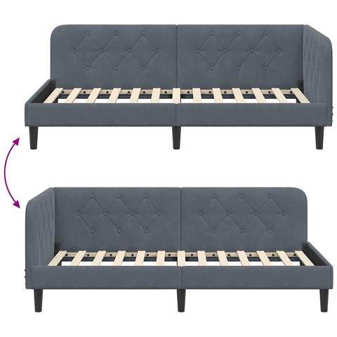 Cornice del letto ad angolo Grigio scuro 100 x 200 cm Velluto - Foto 9