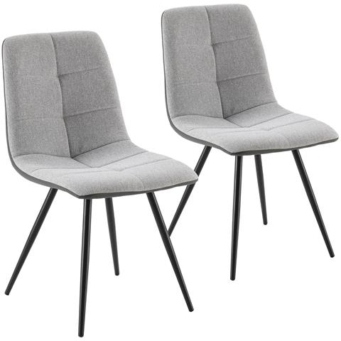 Set Di 2 Sedie Prada, Tessuto Ed Ecopelle Grigio - Foto 1