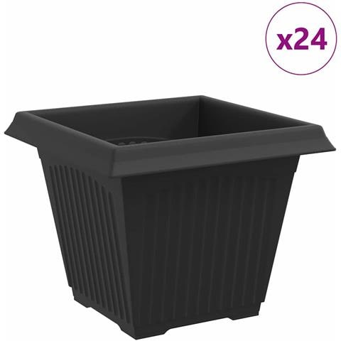 Vaso quadrato per fiori 24 pcs Nero 38 x 38 x 30 cm Plastica - Foto 1