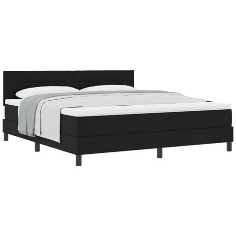 Letto a molle con materasso Nero 180 x 200 cm Tessuto - Foto 1