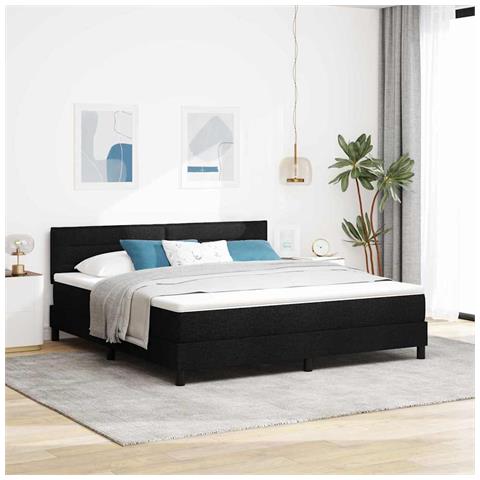 Letto a molle con materasso Nero 180 x 200 cm Tessuto - Foto 2
