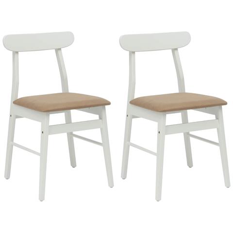 Sedia da pranzo 2 pcs Bianco e marrone Legno di gomma solido - Foto 1