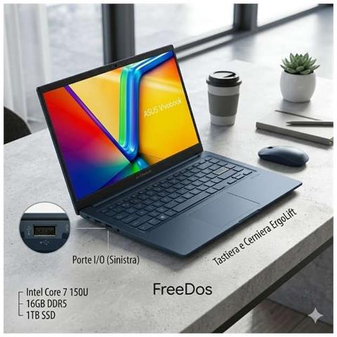 Vivobook 15 X1504va-bq4619 Intel Core 7 150u 16gb Intel Graphics Ssd 1tb 15.6” Fhd 16:9 60hz Freedos - Foto 1