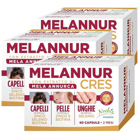 MelannurCres 60 Capsule - Mela Annurca, Astaxantina, Zinco, Rame, Selenio e Biotina - Capelli, Pelle e Unghie (Confezione tripla) - Foto 1