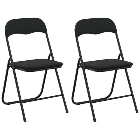 Sedia pieghevole 2 pcs Nero 48 x 44 x 78 cm Velluto - Foto 1