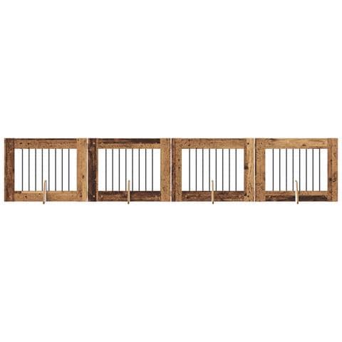 Cancello per cani con supporti 4 pcs Legno antico 80 x 60 cm - Foto 1