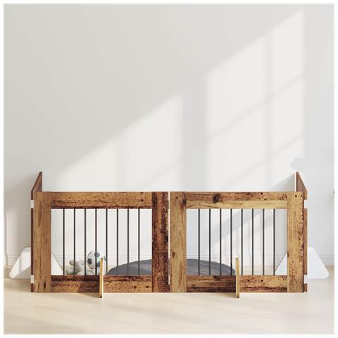 Cancello per cani con supporti 4 pcs Legno antico 80 x 60 cm - Foto 2