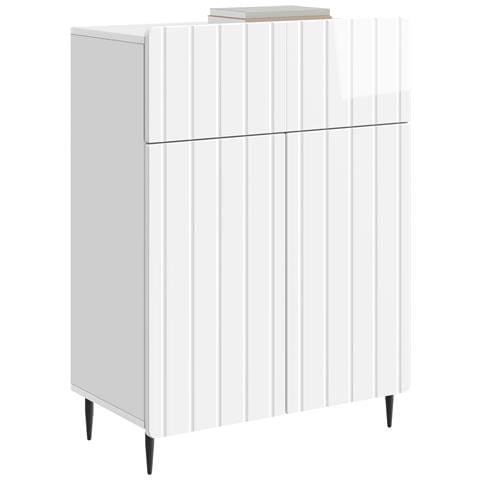 Credenza Bianco Lucido 66 x 34,5 x 92 cm Legno ingegnerizzato - Foto 2