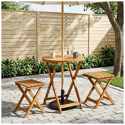 Tavolo da Giardino Pieghevole Naturale Ø60 x 75 cm - Foto 2