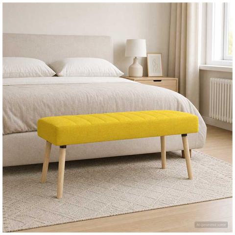 Panchina trapuntata a canale Giallo Chiaro 110 x 40 x 46 cm - Foto 2