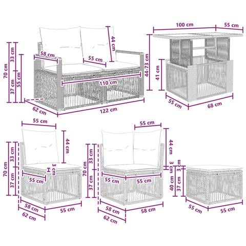 Set Divano da Giardino 9 pz Grigio e Grigio Scuro polyrattan - Foto 2