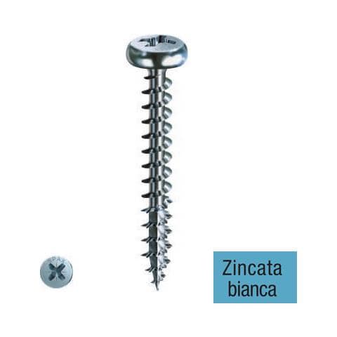 Viti Tc Testa Cilindrica A Croce Pozidriv Zincata Bianca Diametro 3,5 Mm Lunghezza 40 Mm Confezione Da 1.000 Pz - Foto 1